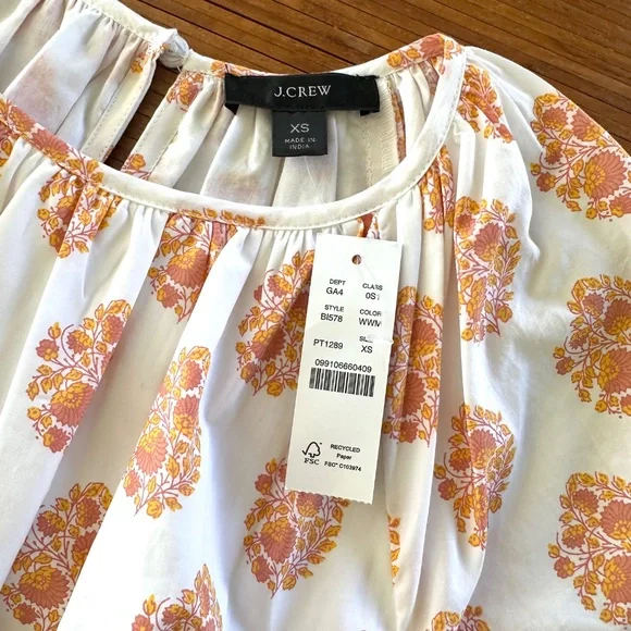 NWT J. Crew Smocked Waist Floral Block Print Mini Dress - XS - Picture 6 of 16